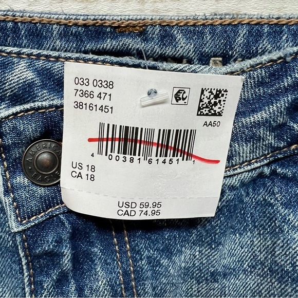 American Eagle Distressed Mom High Rise Shorts Womens Plus 18 34W Blue NWT New - Picture 8 of 15